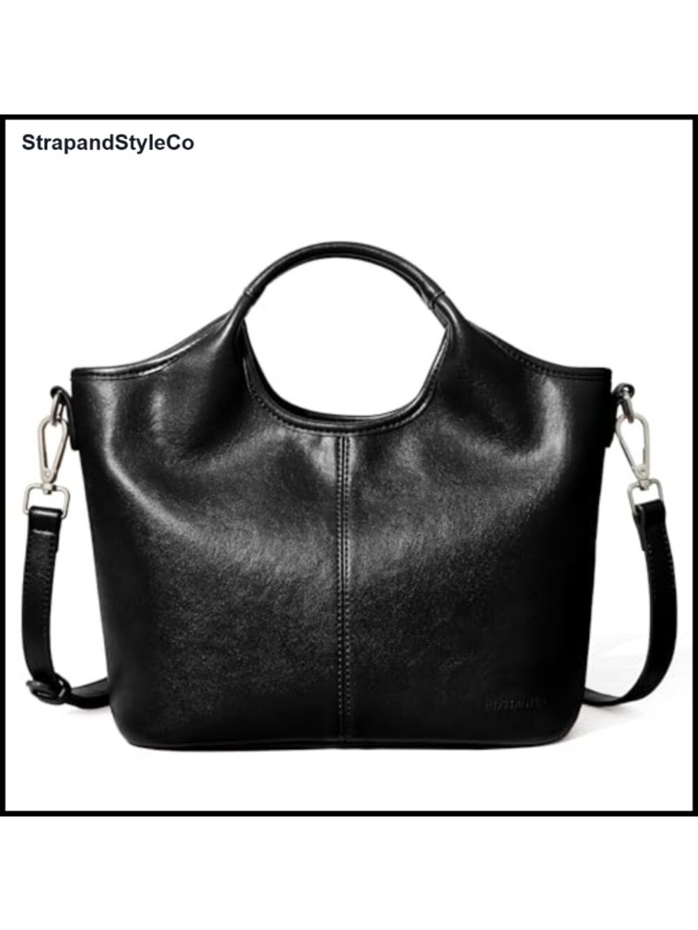 Vegan Leather Satchel Crossbody Purse Removable Strap Zip Handbag
